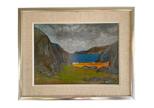 Small Vintage Svan Grandin Painting Seascape Signed 1970s