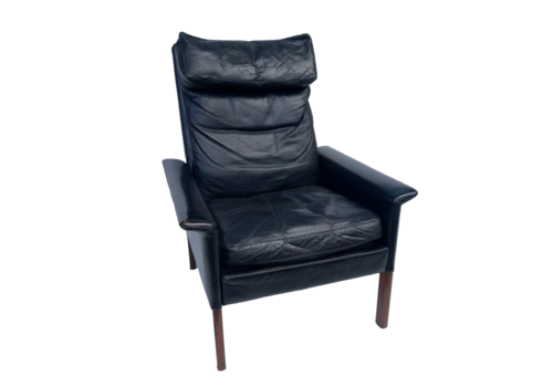 Vintage Retro Danish High Back Armchair Designed By H.Olsen Denmark 1960s