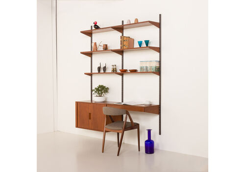 Kai Kristiansen Home Office Wall Unit In Teak For Fm Mobler, Denmark 1960s
