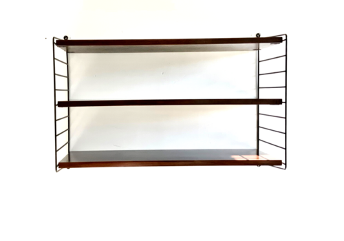 Vintage Teak String Wall Unit /3 Shelves By Nisse Strinning Shelves Sweden 1960s