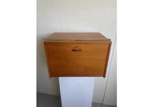 59cm Staples Ladderax Lp Vinyl Record Cabinet Teak & 2 Bars (12c)