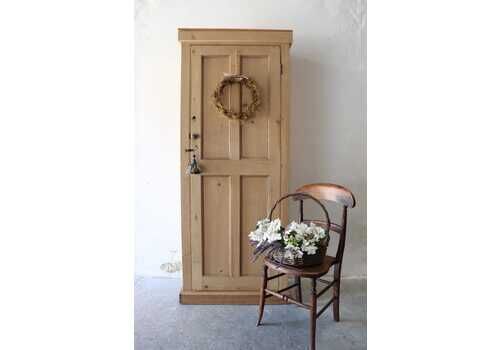Tall Rustic Stripped Pine Farmhouse Larder Or Linen Cupboard With Shelves