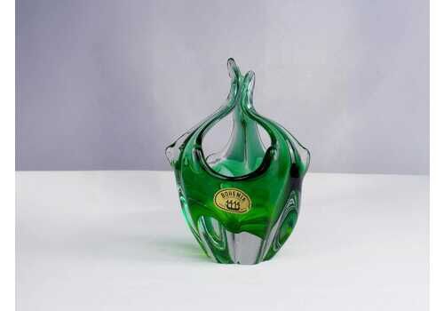 Czech Glass Bowl/Basket By Josef Hospodka For Chribska Glassworks, Circa 1970s.