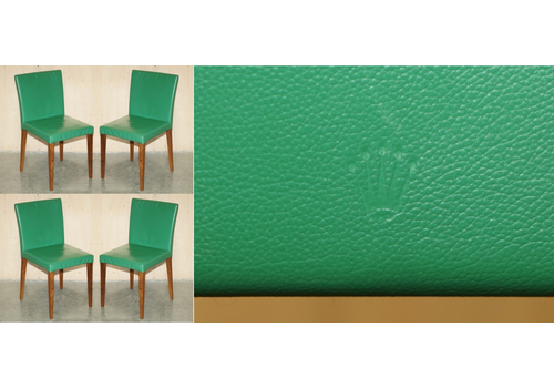 Four Important & Rare Original Rolex Green Leather Boutique Dealers Armchairs