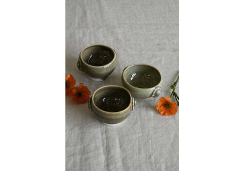3 Oriental Style Green Glazed Bowls