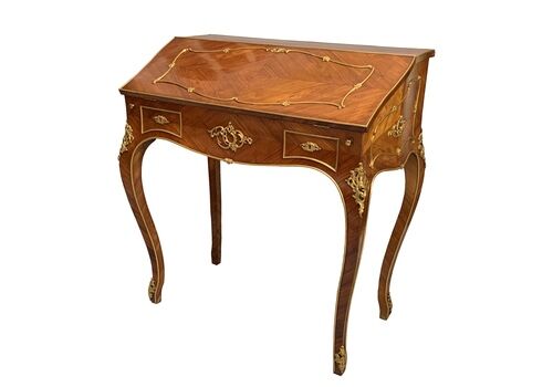 Antique French Louis XV Style Tulipwood & Ormolu Desk