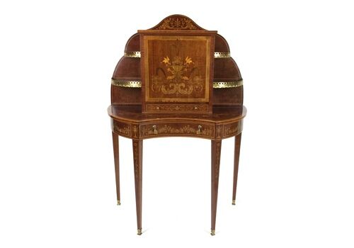 Antique Mahogany & Marquetry Bonheur Du Jour Cabinet Edwards & Roberts