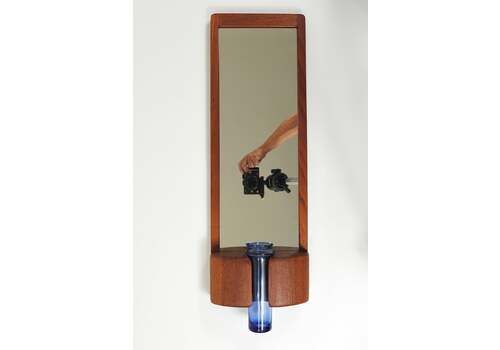 Jacob Hermann & Per Lütken Danish Wall Mirror & Holmegaard Glass Vase, 1960s