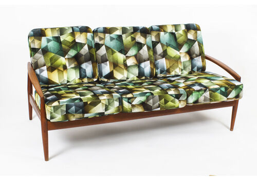 Kai Kristiansen "Paper Knife" Teak Tree Sofa For Magnus Olesen Mid Century