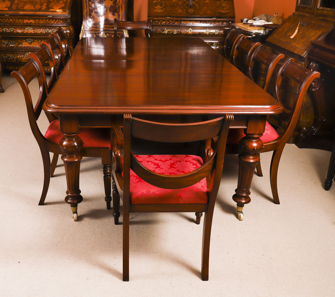 Antique 8ft  Flame Mahogany Dining Table Set C1870 photo furniture