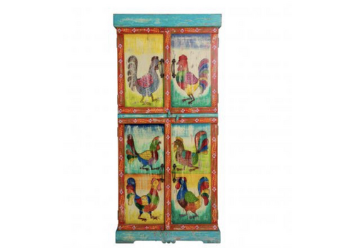 Unique Quirky Hand Painted Cockerels Kitchen Cupboard