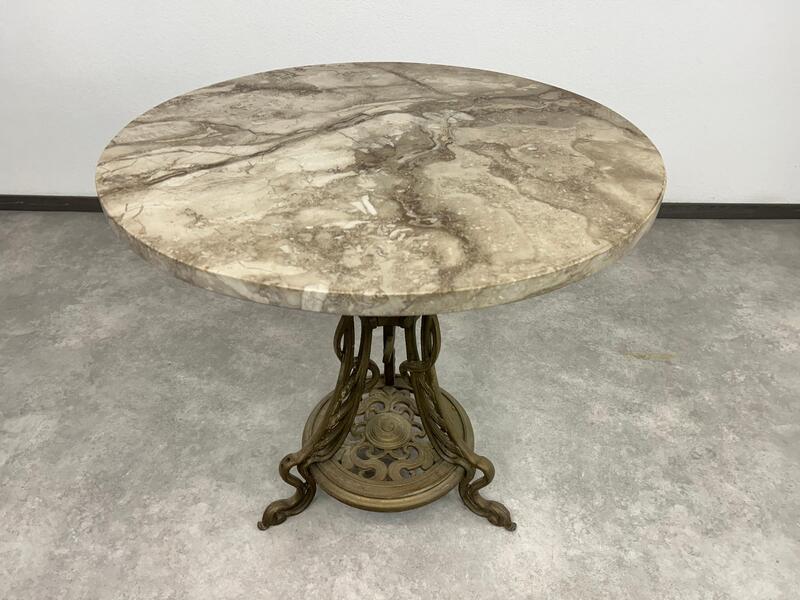 Art Nouveau Cast Iron Table With Marble Top photo furniture
