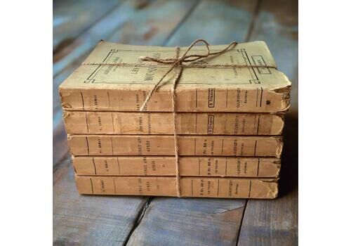 Antique French Book Stack | 1920s Beige Paperbacks By Alexandre Dumas | The Three Musketeers | Vintage Book Décor