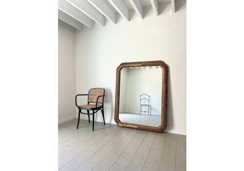 Large Gilt Wood Mirror With Carved Trompe L