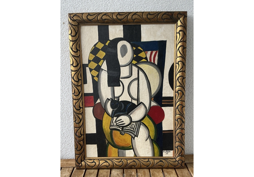 Beautiful Painting Fernand Leger Painting Oil On Bauhaus French  Painter Old
