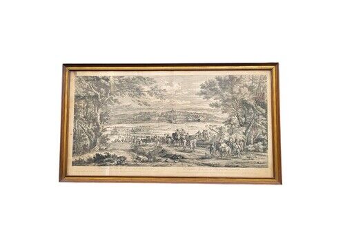 Framed Engraving, View Of Gray Franche Comté, 18th Century