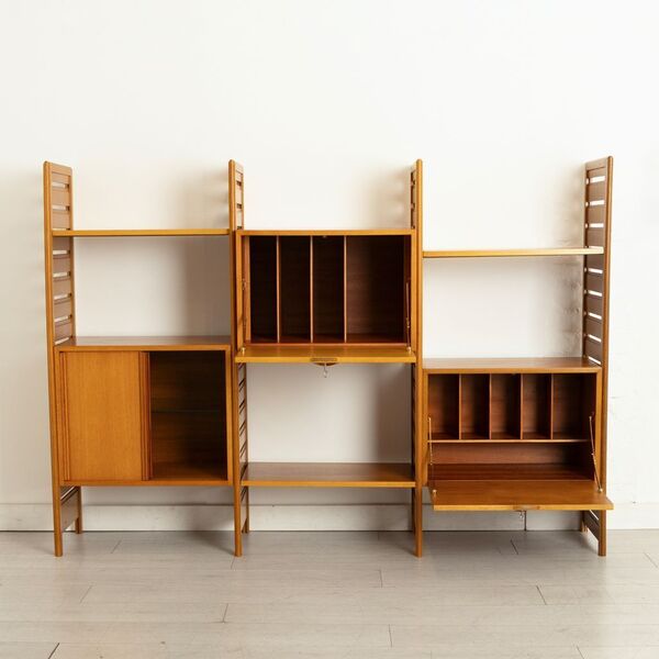 Midcentury Ladderax Modular Teak Bookcase System C.1975 photo furniture