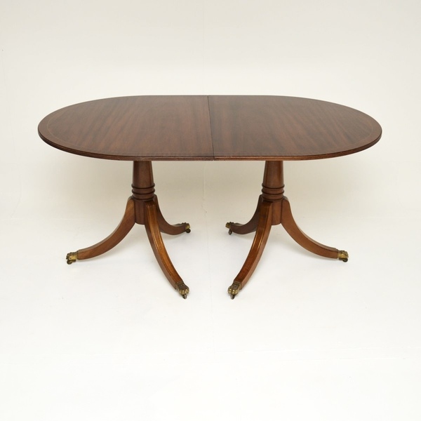 Antique Regency Style Mahogany Brass Inlaid Extending Dining Table photo Furniture