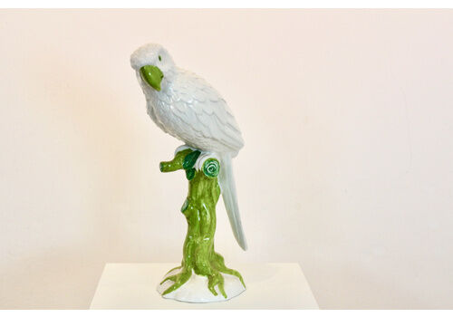 Hand Painted Ronzan Italian Ceramic Parrot Sculpture