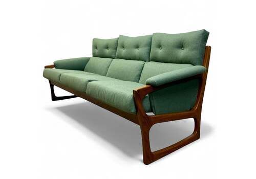 Midcentury Sofa Green Three Seater Danish Fully Refurbished