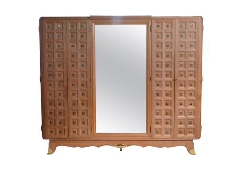 Vintage Dressers Antique Mid Century Vinterior French Art Deco Wardrobe In Solid Oak And Brass 1940 S