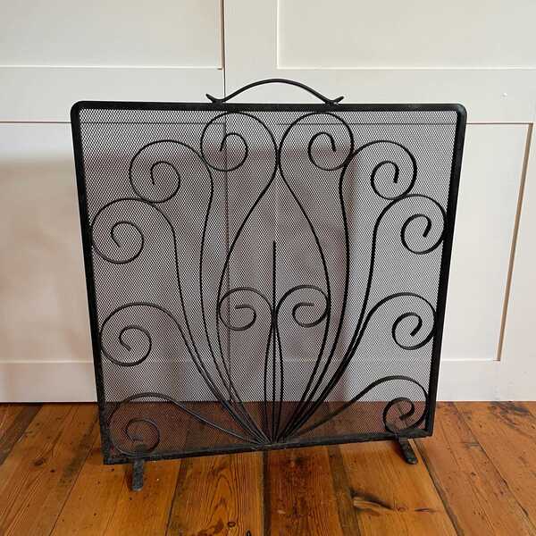 Antique Fireguard Fireplace Screen Metal Cast Iron Black Vintage Fire ...