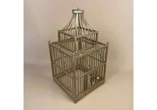 Antique Wooden Decorative Oriental Bird Cage Wood House Japan Birdcage Vintage Asian Painted Gold Handmade Plant Holder Shop Display Hanging
