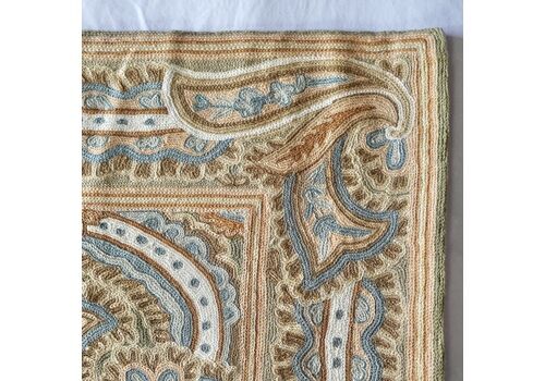 Large Hand Embroidered Crewelwork Panel With Paisley Design