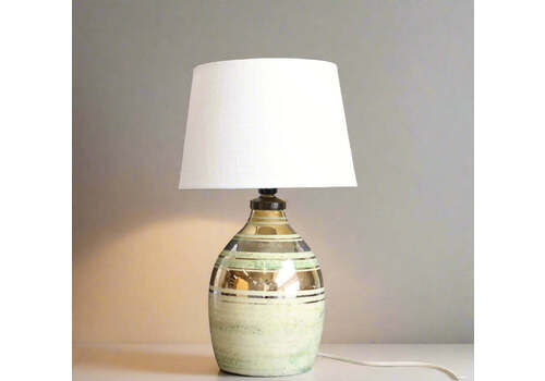 Vintage French Glazed Ceramic Table Lamp By Georges Pelletier For La Roue (Circa 1970s)
