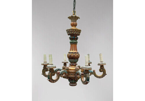 Italian Louis XIV Style Chandelier With Green Patina