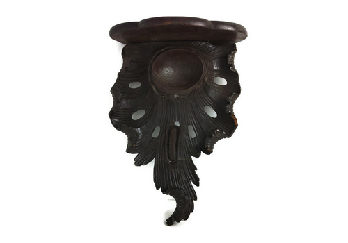 Small Hand Carved Wood Wooden Console Wall Hanging Shell Form Lovely