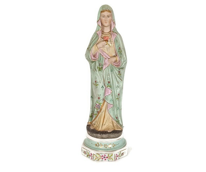 Antique Bisque Statue Virgin Mary Lady Madonna With Infant Jesus ...