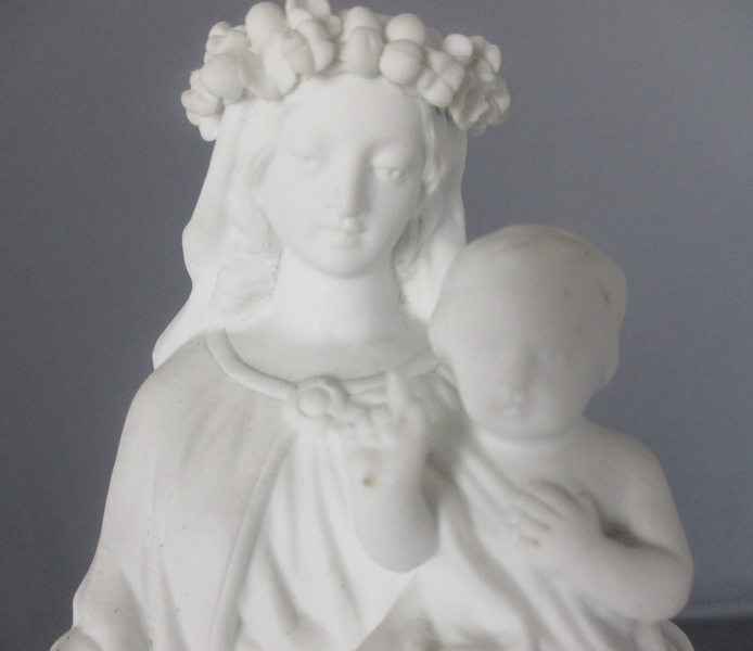 Antique Bisque Porcelain Statue Virgin Our Lady Mary Madonna With ...