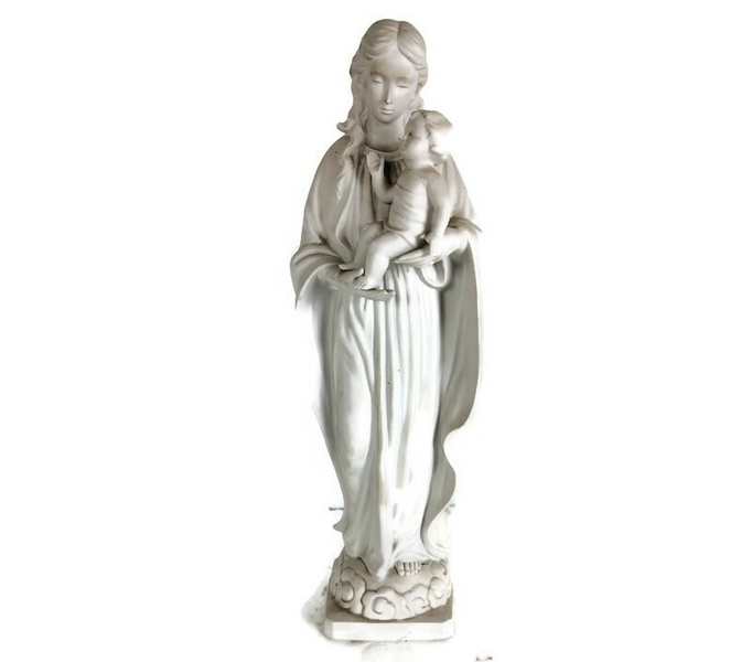 Antique 1900 Bisque Statue Virgin Mary Our Lady Madonna Infant Jesus ...