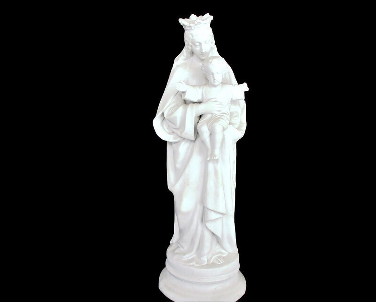 Large French Antique 1900 Bisque Statue Virgin Mary Our Lady Infant ...