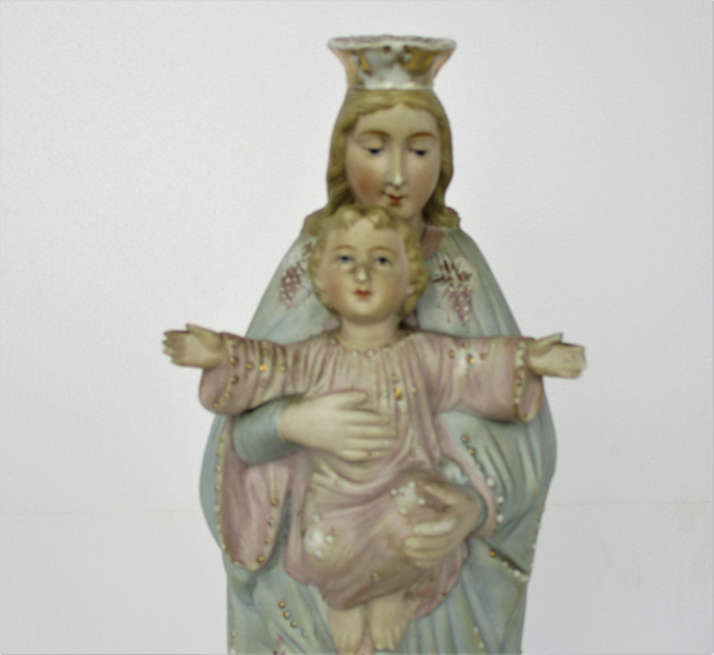 Antique Porcelain Bisque Statue Virgin Mary Our Lady Madonna Infant ...