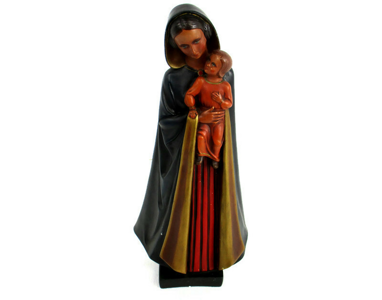 Xl Chapel Virgin Mary Madonna Infant Child Plaster Statue Signed Van ...