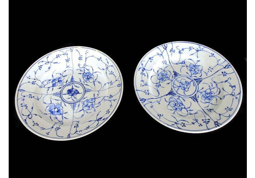 2 Dinner Plates Antique Royal Copenhagen Blue Fluted Marked Sarreguemines