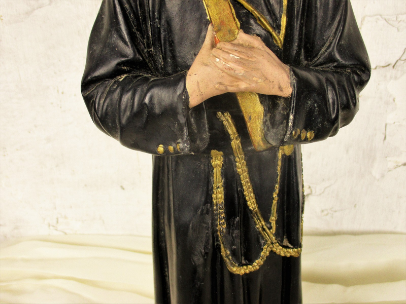 Antique Statue Saint Santo Gerard Santo Majella Dragon Plaster Priest ...