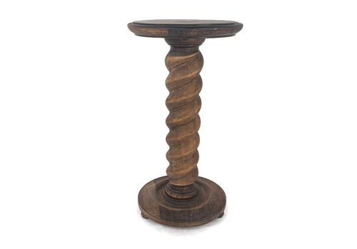 Impressive Large Pedestal Barley Twist Hand Carved Wood 50s Barn Country Style W