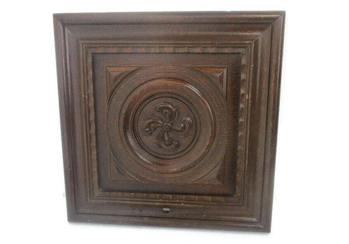 Angel Playing Musical Instrument Hand Carved Wood Wall Panel Bas High Relief Tab