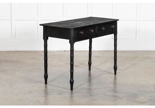 19thc English Faux Bamboo Ebonised Pine Side Table