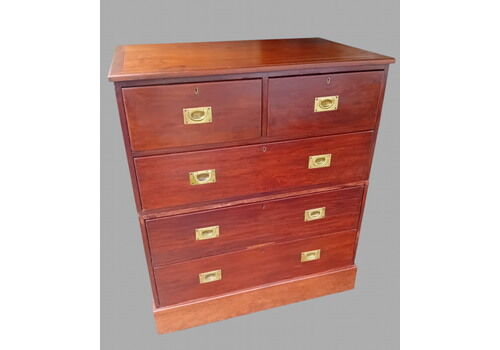 A Superb Mahogany Campaign Chest Of Drawers