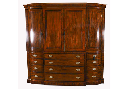 Antique George III Flame Mahogany Breakfront Secretaire Wardrobe C1780 18th C