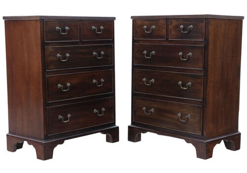 Antique C.1900 Mahogany Pair Of Bedside Tables – Fine Quality Nightstands Or Small Chests Of Drawers