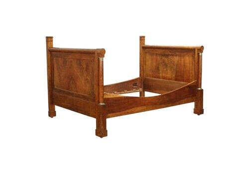 Antique Empire Bed Mahogany Chiselled Bronze Italy XIX Century