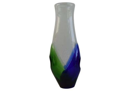 Czech Sommerso Art Glass Vase In Blue And Green