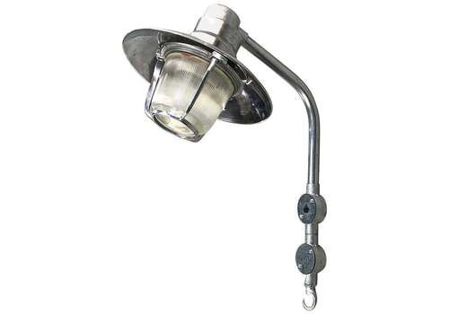 1970s German Eow Gdr Aluminium Industrial Wall Light With Diffuser Glass Dome