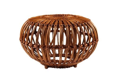 Boho Chic Style Wicker Ottoman, Stool Or Side Table Italy 1960’s Attr Albini