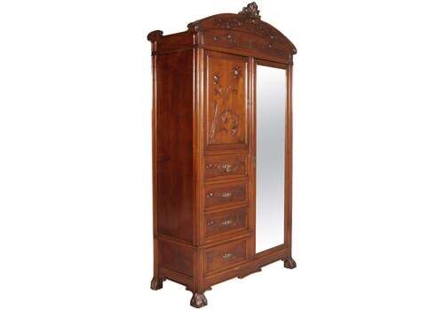 Art Nouveau, Wardrobe , Chest Of Drawers By Vincenzo Cadorin Venezia In Walnut